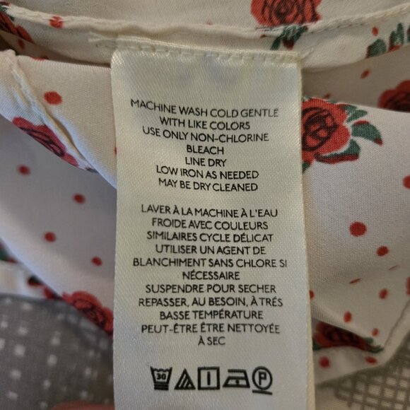 Free People Field Of Roses Satin Lace Top XS Cream Red Coquette Peasant NWT - Picture 5 of 16